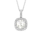 Created White Topaz Pendant Necklace with Diamond Accent 1 3/4 Carat (ctw) in Sterling Silver with Chain